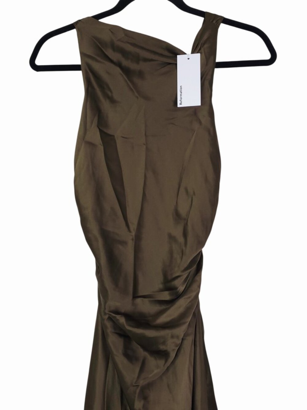 Reformation Anaiis Dress Morel Brown Silk Crisscross Open Back Maxi NWT Size 4 - Picture 5 of 10